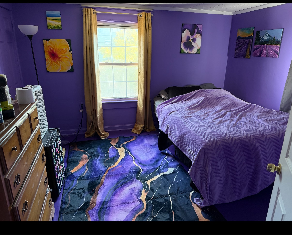 After interior bedroom painting in Akron Ohio — Akron painter completed purple bedroom, Akron painters interior results